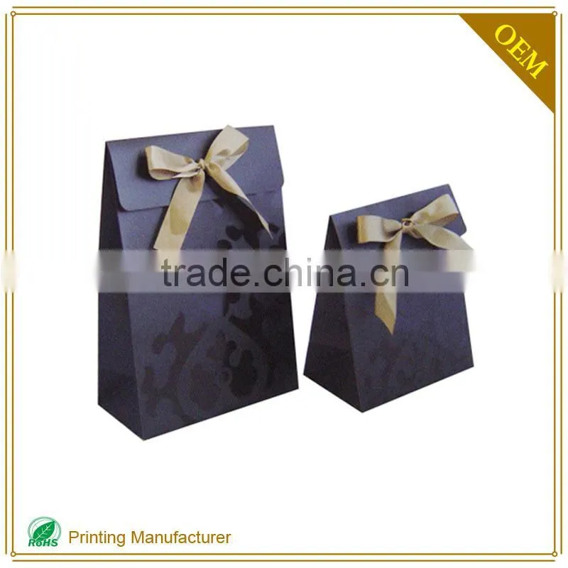 Purple Luxury Paper Hand Bag Shopping Packaging Gold Logo Custom Printing