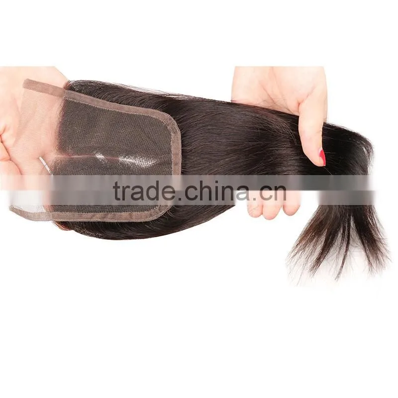 7A Brazilian Body Wave Closure 100% Virgin Human Hair 3.5x4 Swiss Lace Closure Bleached Knots Free Middle 3 Way Part Top Closure