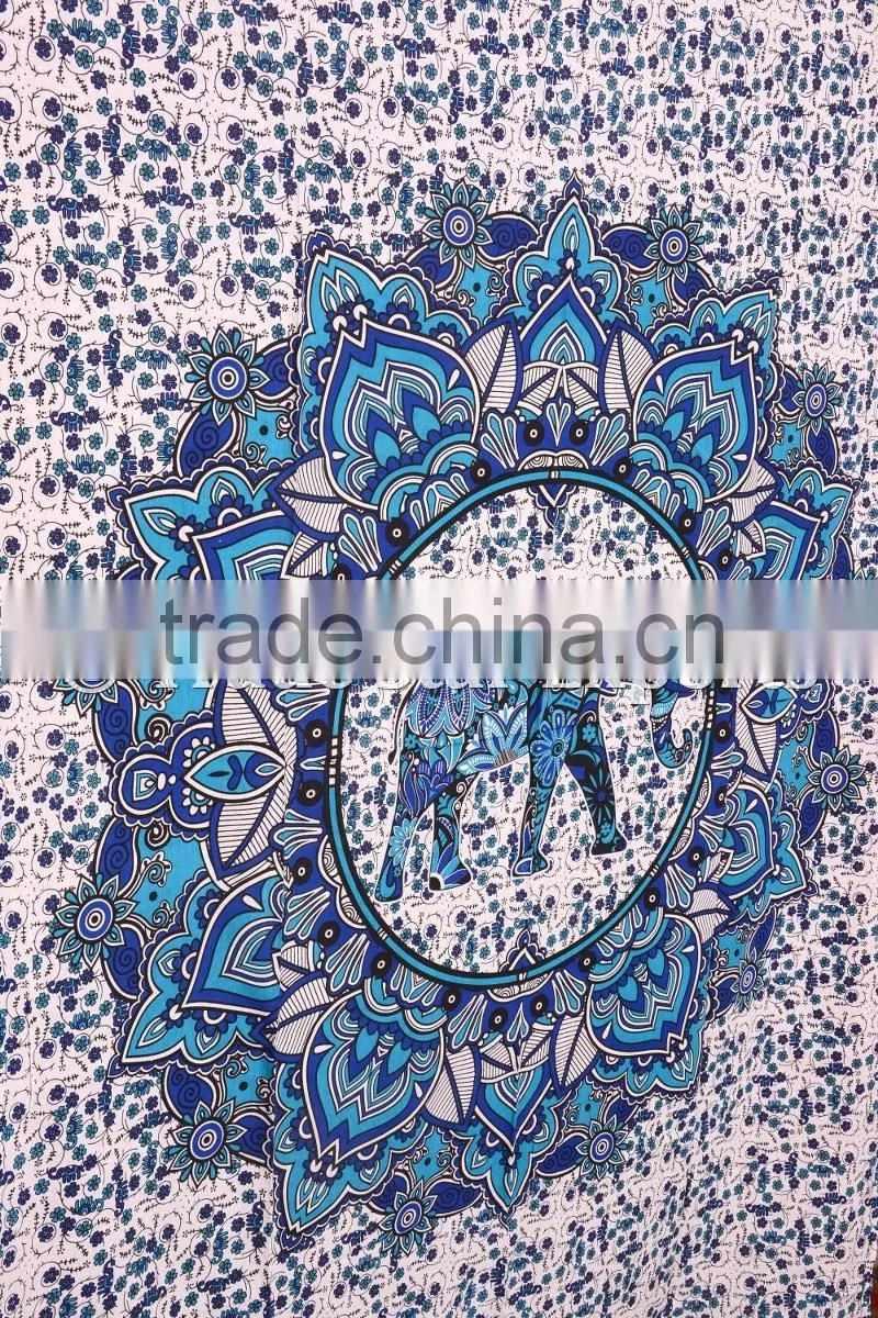 Ethnic Indian Elephant Mandala Gypsy Tribal Hippie Wall Decor Bohemian Tapestry