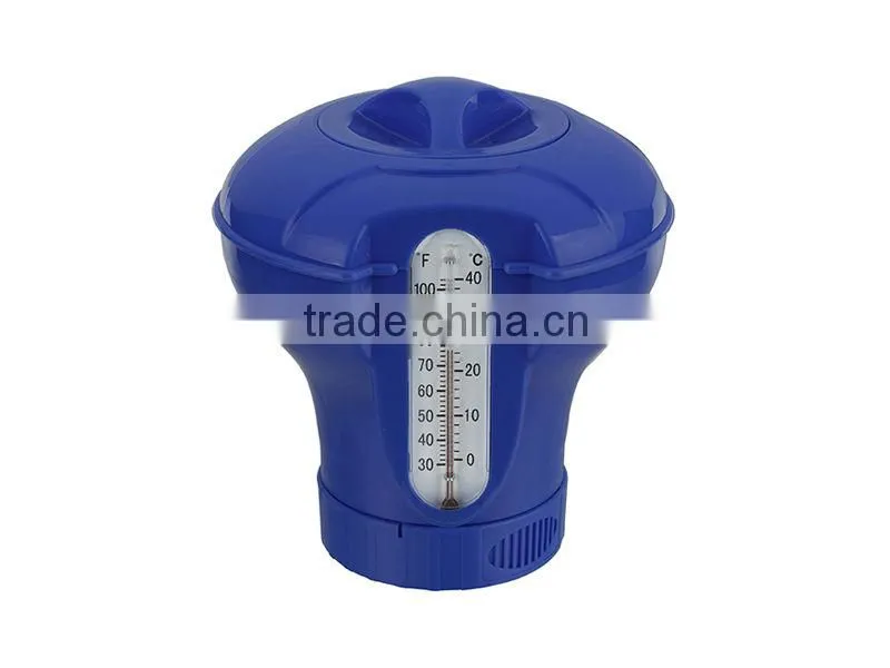 Floating Pool Chlorine Chemical Feeder Thermometer Dispenser for 3" tablets