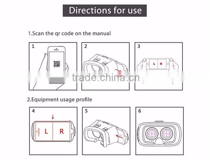 VR Box 2nd Generation Virtual Reality Cardboard 3D Video Glasses Compatible with 4.7-6 Inch for iPhone, Samsung