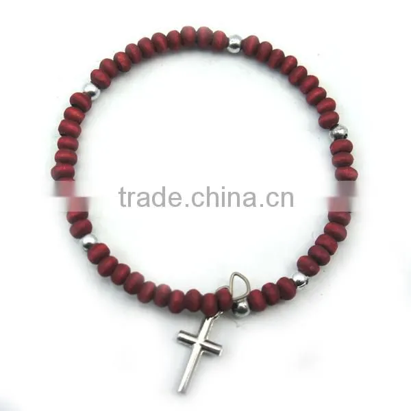 high quality wood rosary with a alloy cross,deployment buckle bracelet,catholic bracelet