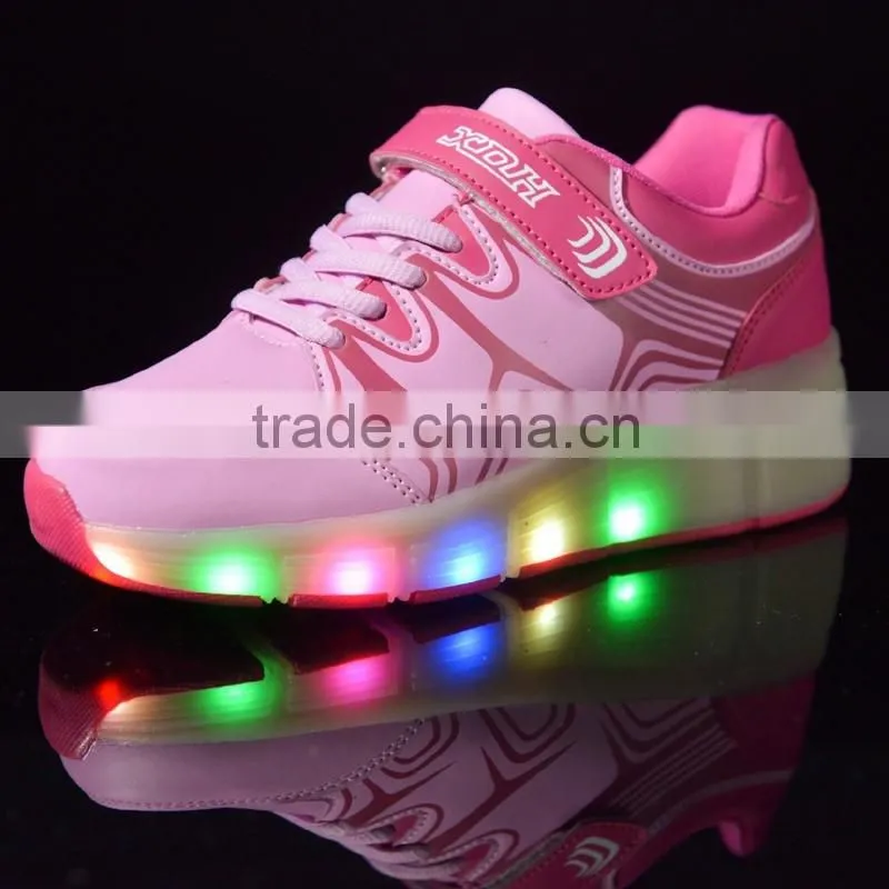High quality roller skates USB charge led light children running sports shoes