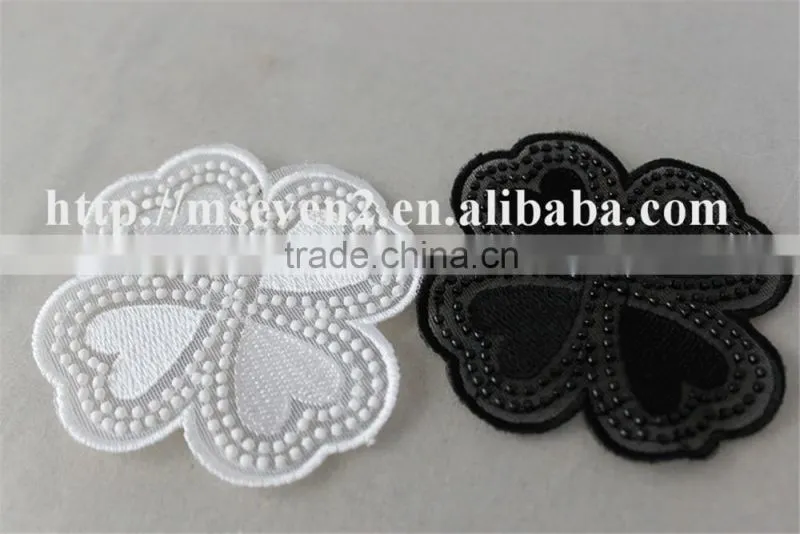 2016 newest design black and white embroidery neck lace neck patch flower pot stands designs