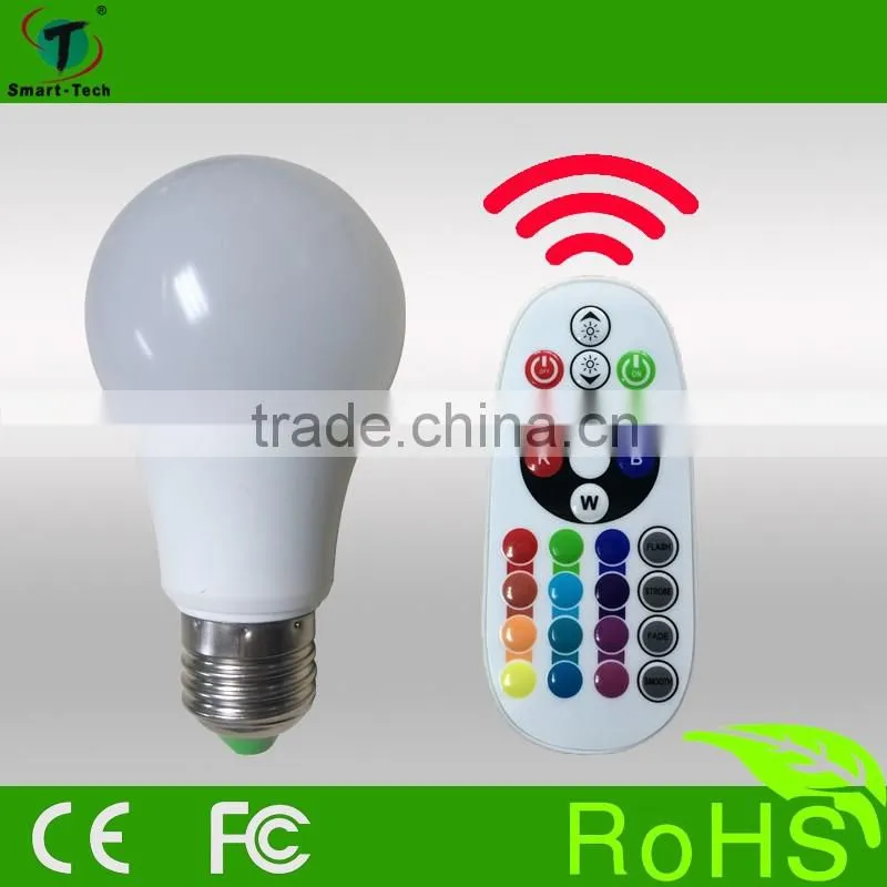 Energy saving E27 3w 5w 7w RGB LED light bulb with IR remote controllier