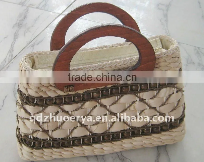 cotton print straw bag