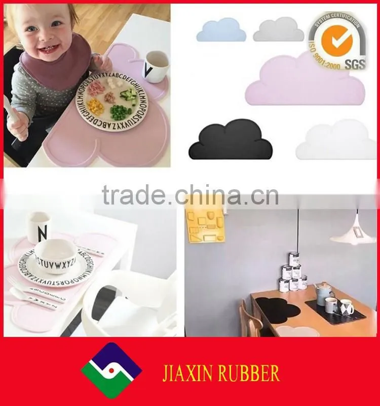 New arrival colorful silicone baby mat funny cloud shape placemats for home kitchen