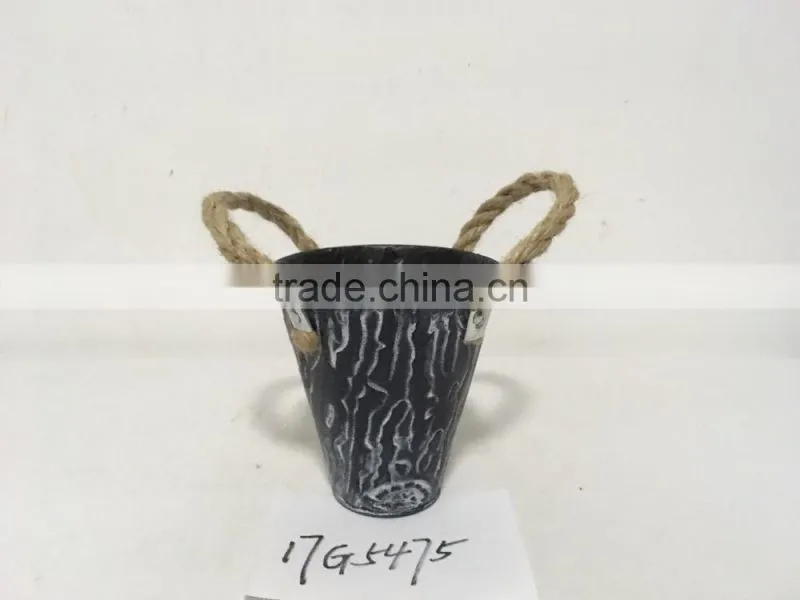 cheap custom printed bulk black rustic mini bonsai flower pot