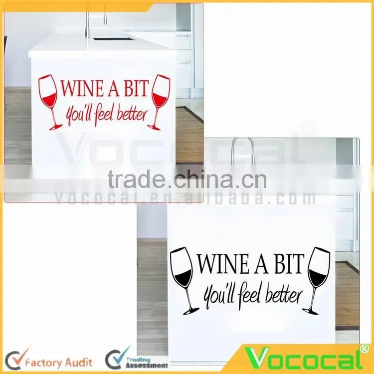 Wine A Bit Kitchen Vinyl Wall Quote Sticker English Proverb Words Wall Lettering Decals Family Decors Mural Art Adhesive Decals