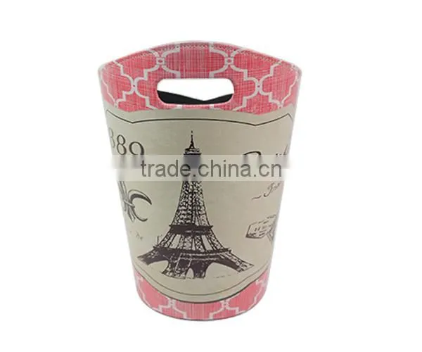 Eiffel Tower Printed Faux Leather trash can