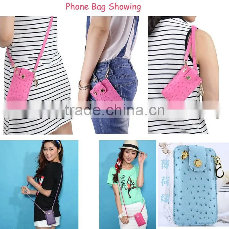 Cell phone bag with strap, leather cell phone bag