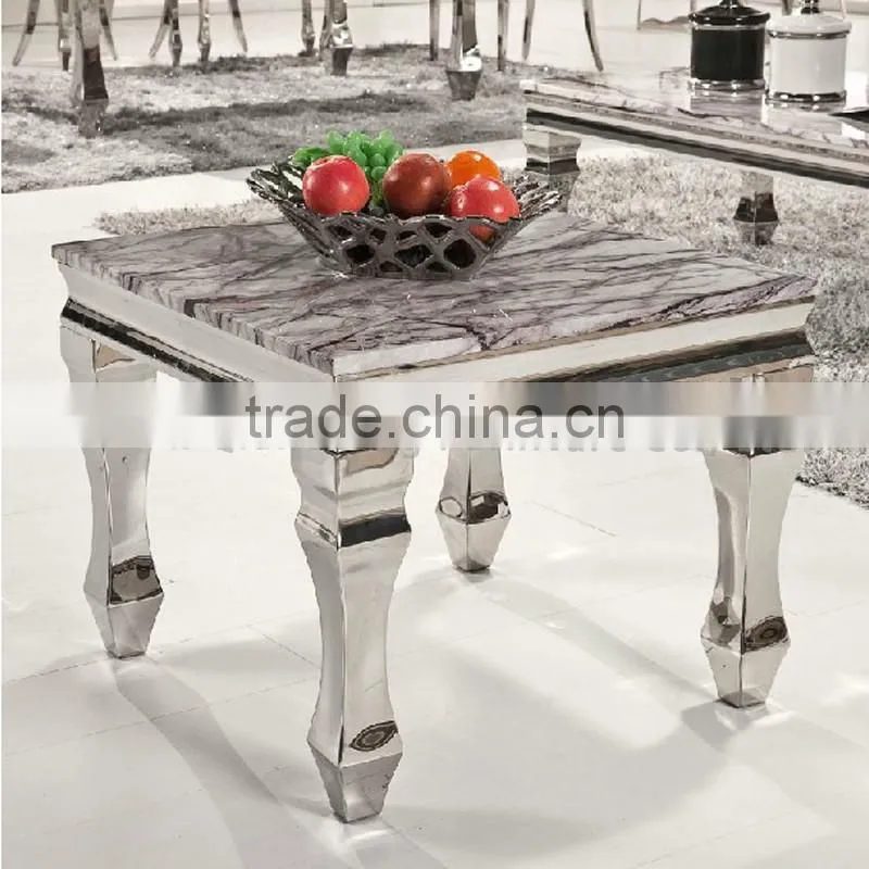 Stone Top Metal Legs Bed Side Table