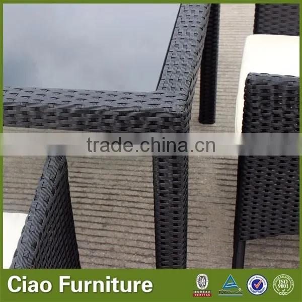 Black rattan furniture dining set table with middle hole