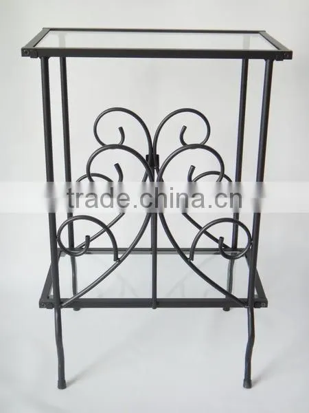 Living room Scrolled Iron and Glass magazine table sofa side table