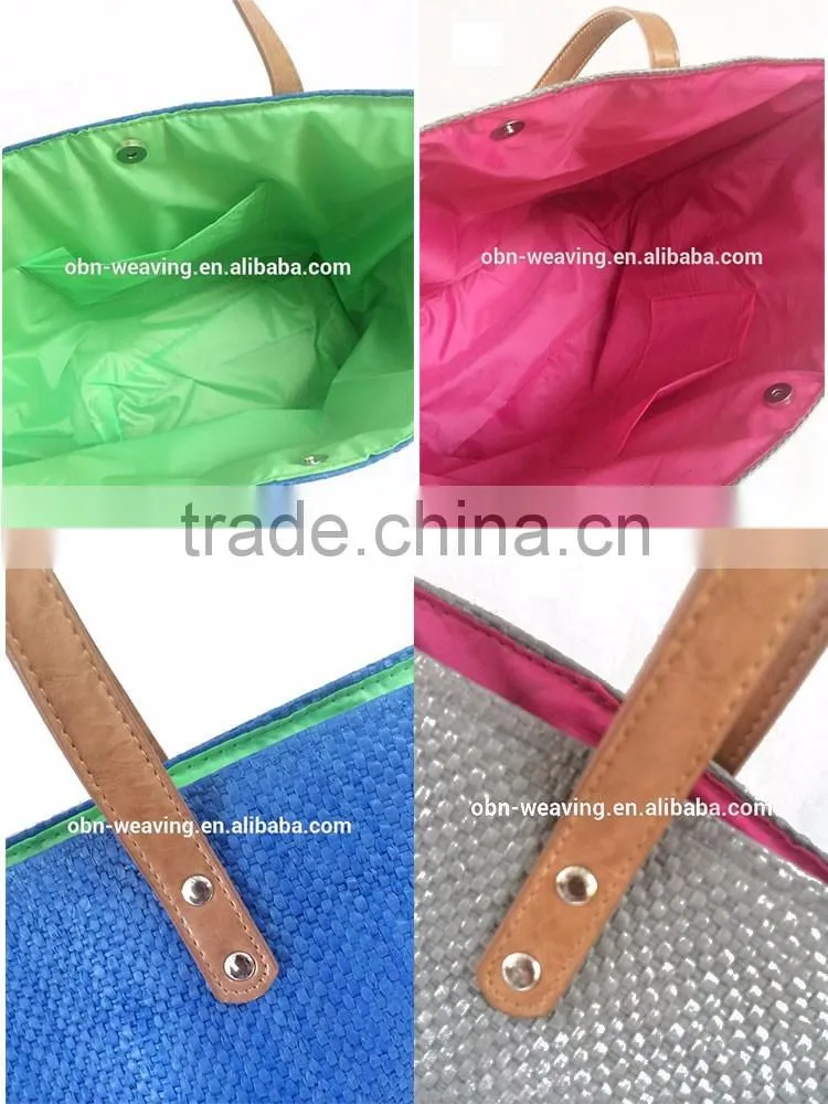 China wholesale custom Cheap fashion colorful paper straw summer beach bag for girl