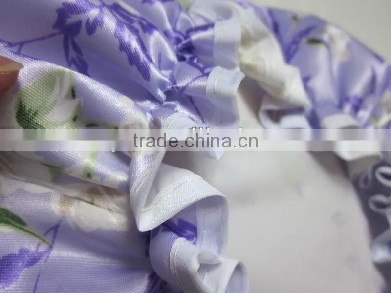 2013 popular Satin shower cap with flower for ladies and children