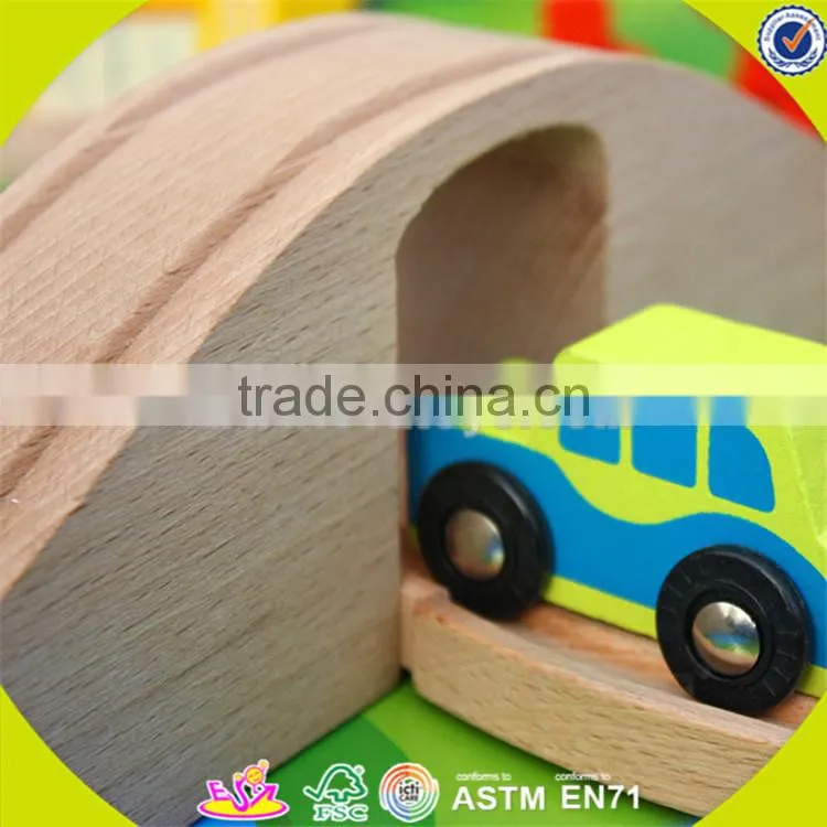 Wholesale arrival wooden railway train toy fashion wooden railway train set roller coaster track table toy W04C009A