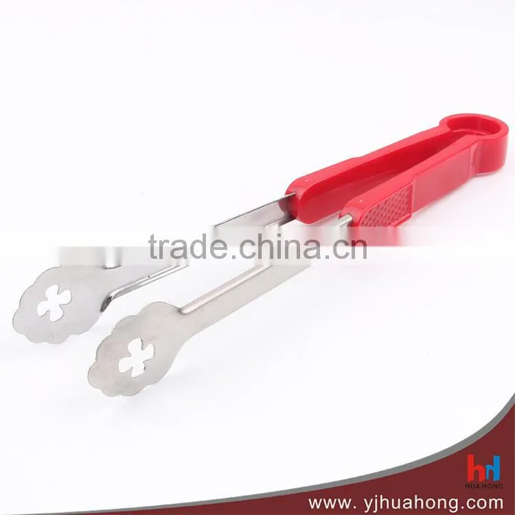 Plastic handle heat-resistant stainless steel food serving tongs,kitchen tongs HT-SS23