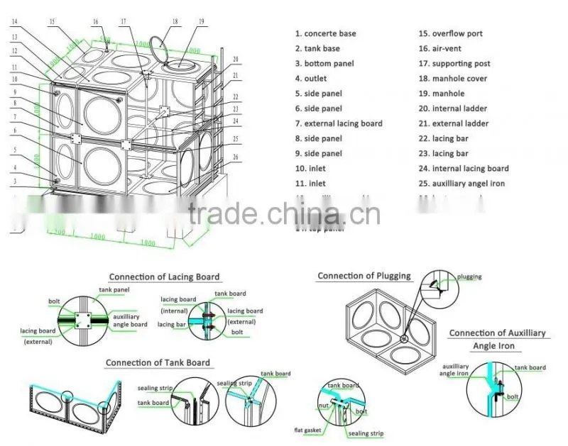 Enamel steel water tank with easy to clean and convennient to install