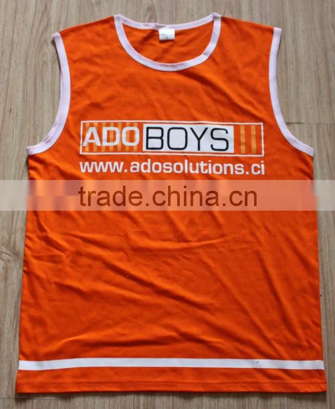 mens polyester, pique, moisture wicking round neck,sleeveless tank top / vest with printed logo