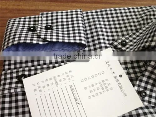 Men Gingham shirts 100 cotton checks/plaids shirt button down high collar shirts
