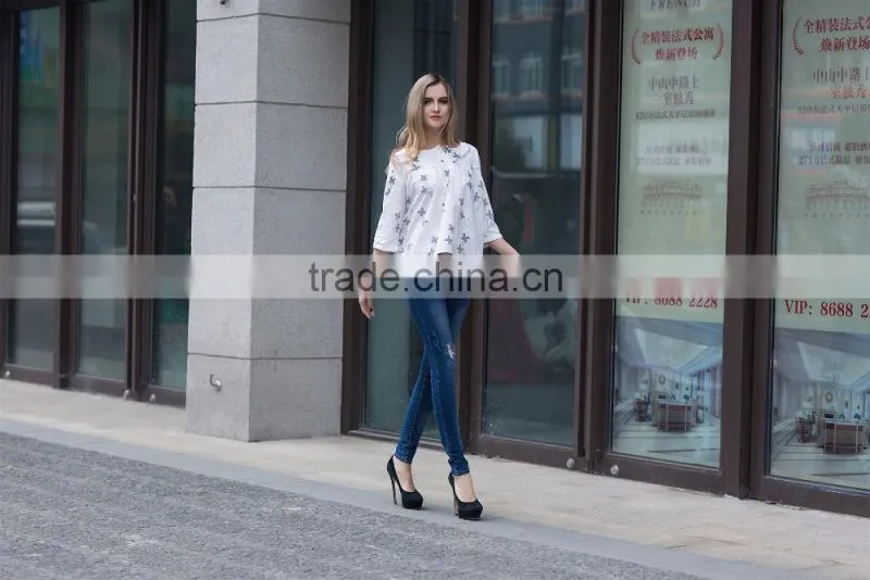 cotton linen ladies' loose fit casual blouse summer blouse fashion loose style blouse