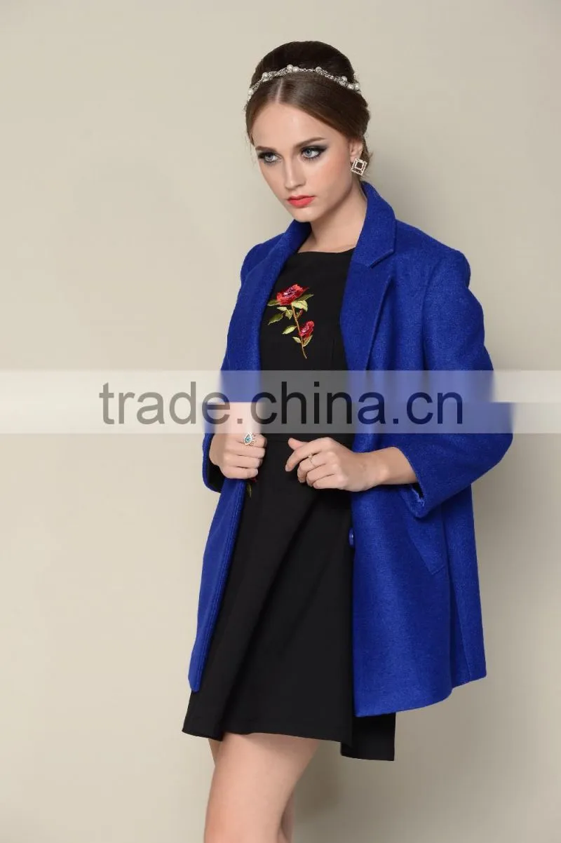 navy blue plain fashionable latest 2015 casual elegant women coats cheap
