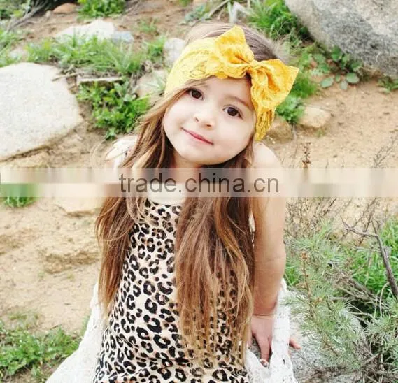 hot sale girl lace bow tie headband, girl wide lace headband