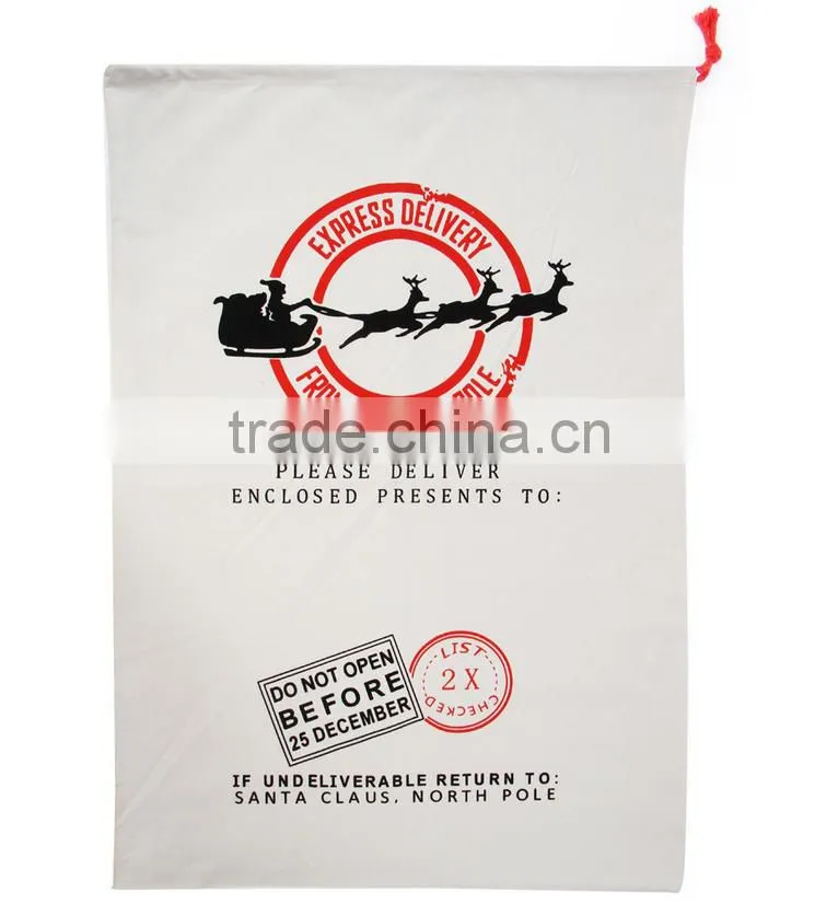 Wholesale personalised Christmas canvas Santa sack with drawing in stock