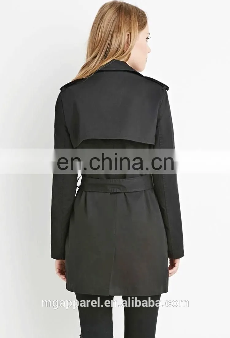 fashion high quality long sleeves double breasted women trench coat wholesale