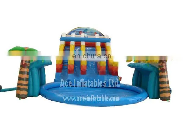 Funny Inflatable water slide with swimming pool