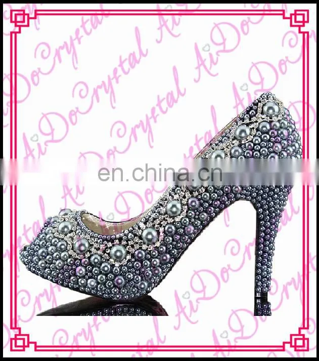 Aidocrystal Luxury custom big diamond fish mouth wedding party sandal shoes fashion white pearl high heels