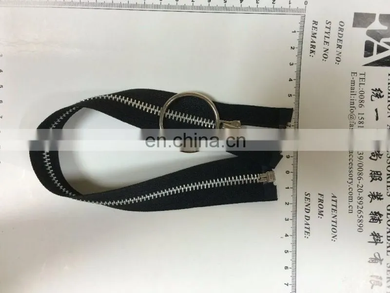 5# black tape slider and big ring puller metal zipper