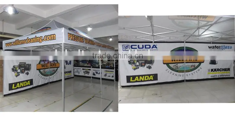 40mm Aluminum Fold Tent 10ft X 20 ft With All Metal Connectors, Custom Print Canopy& Valance,1 full wall & 1 half side wall