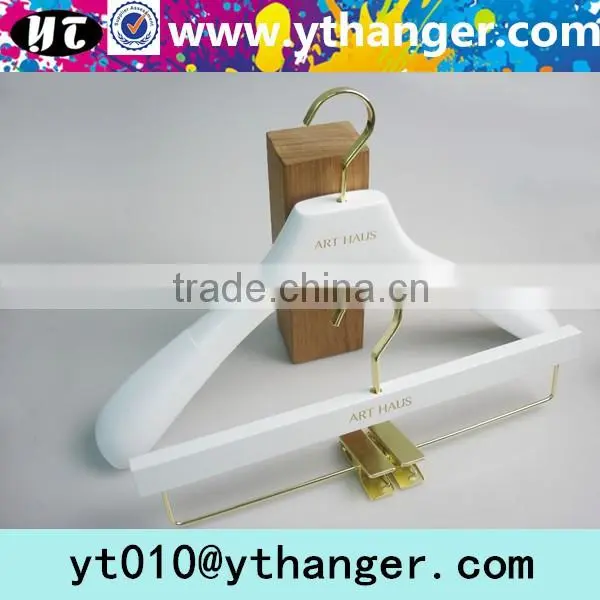 YY0510 luxury brands white clothes hanger wooden clips pants hanger