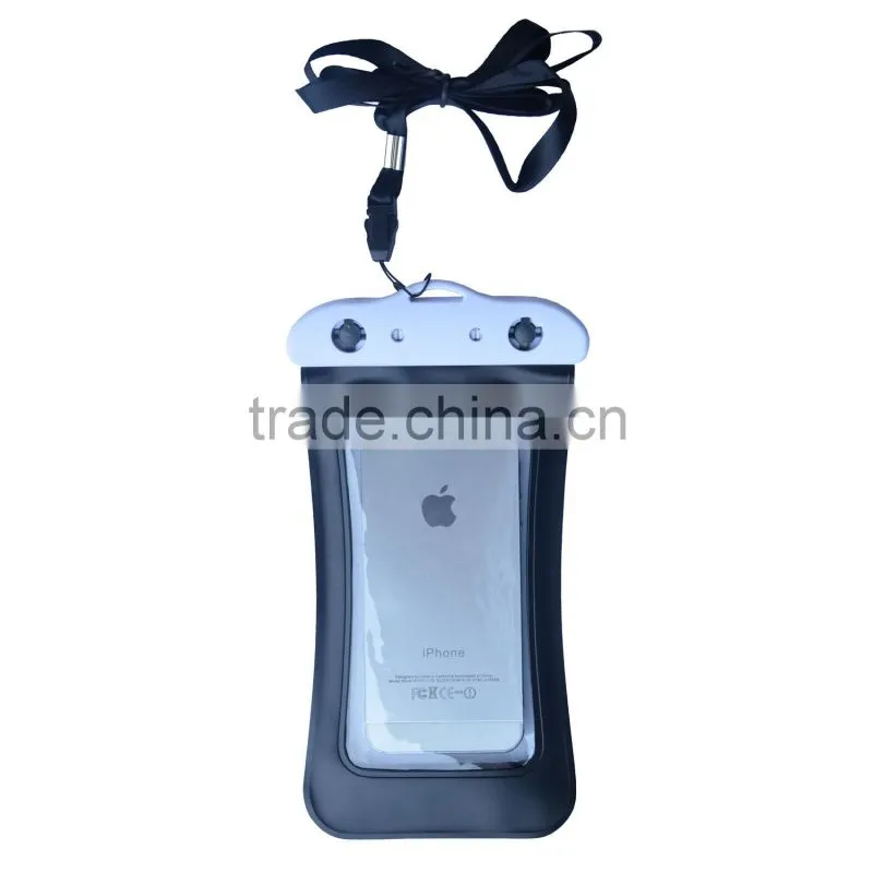 Waterproof PVC Phone Diving Bag With ABS ButtonS Within 10m Deep