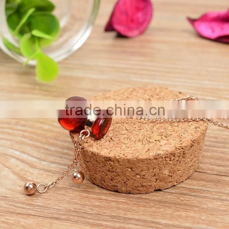 Rose Gold Necklace Fashion Jewelry Ruby Crystal Statement Necklace