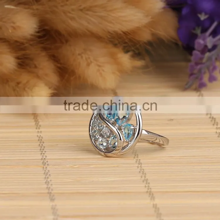 New design alibaba wholesale high quality hand set topaz 925 ring 925 sterling silver round shape designer ring women wedding ri