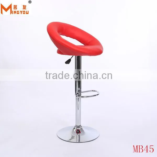 blue pu leather chrome finished swivel bar chairs