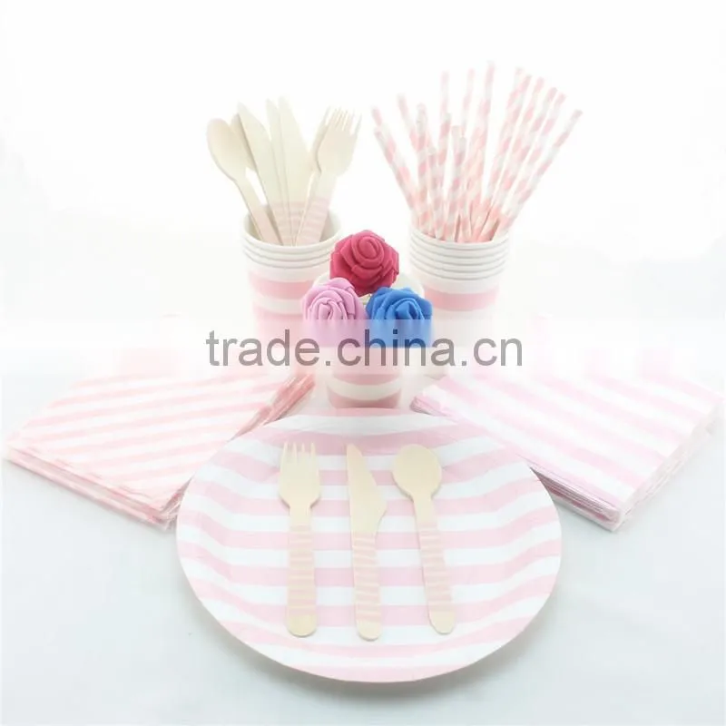 Manufacturer Disposable Party Tableware Paper Plates Straws Cups Napkins
