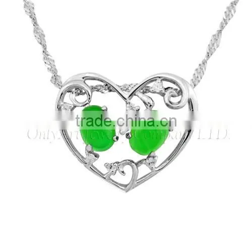 High quality special design jade inlaid sterling silver pendant