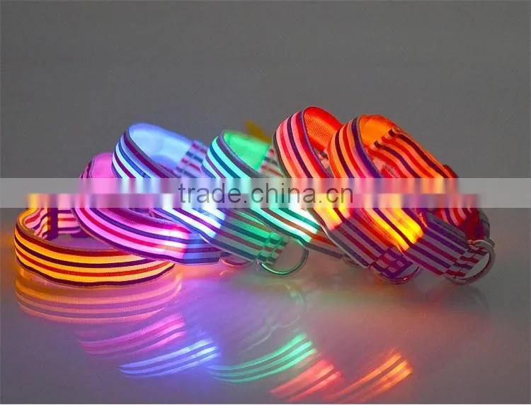 Sailor Stripe LED Luminous Pet Dog Collar 3 size for Large and Small Dogs Puppy LED Flashing Collar Safety Night