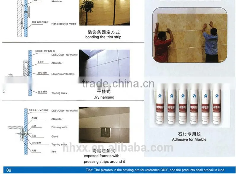 Waterproof / corrosion resistant / Surface scratch resistant Environment protecting UV marble board