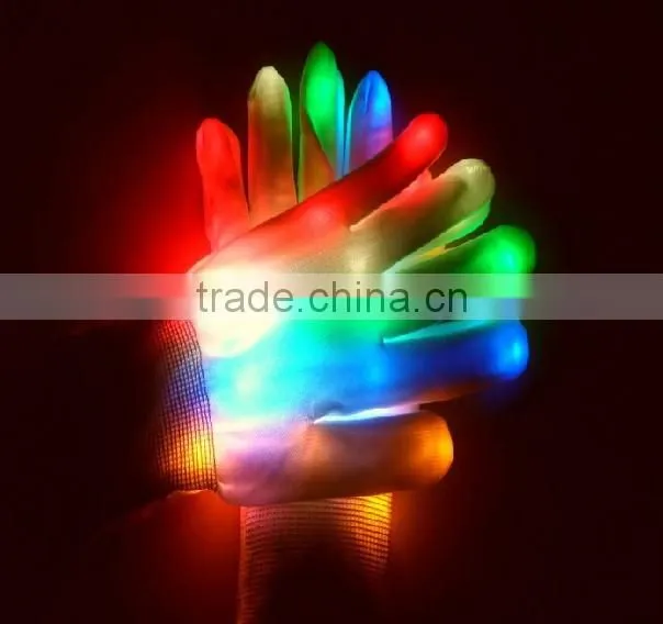 LED Light-Up Rainbow Gloves Colorful Flashing Light-emitting Halloween Gloves