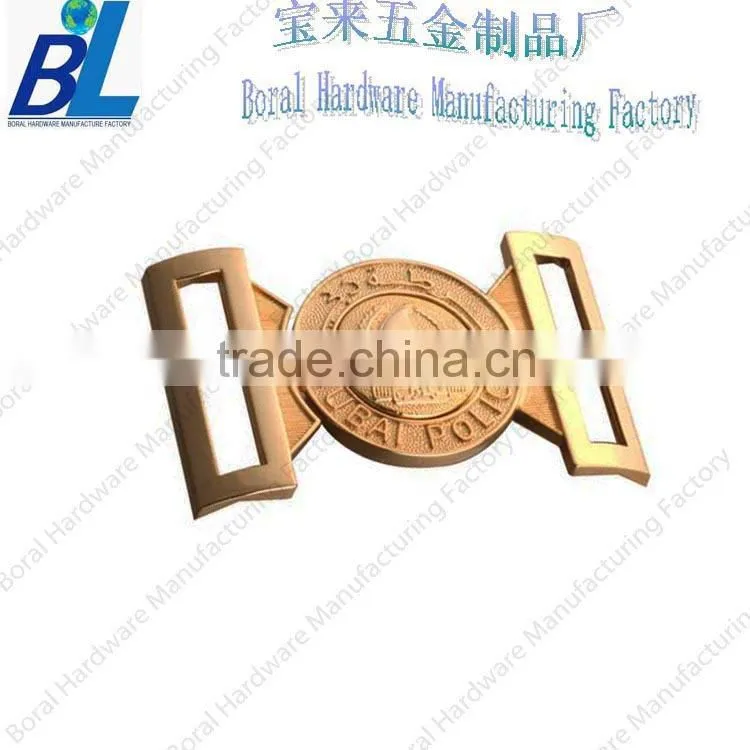 Polished belt buckle parts with gold plating