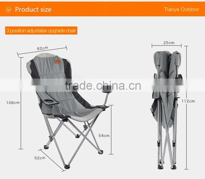 Tianye Outdoor Padded Folding Armchair Camping Beach Chair with Cup Holder