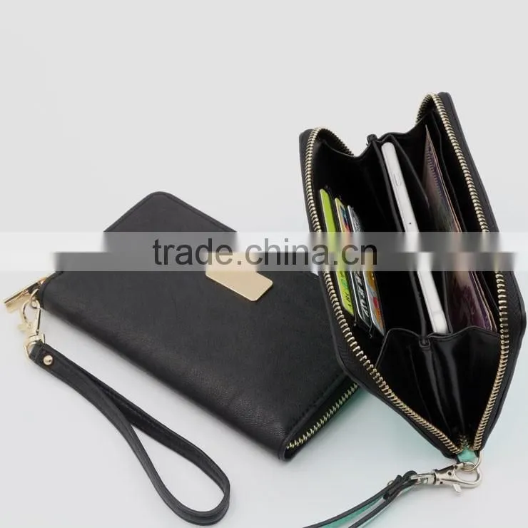 Wholesale PU leather women wallet female clutch wallet for phone 6