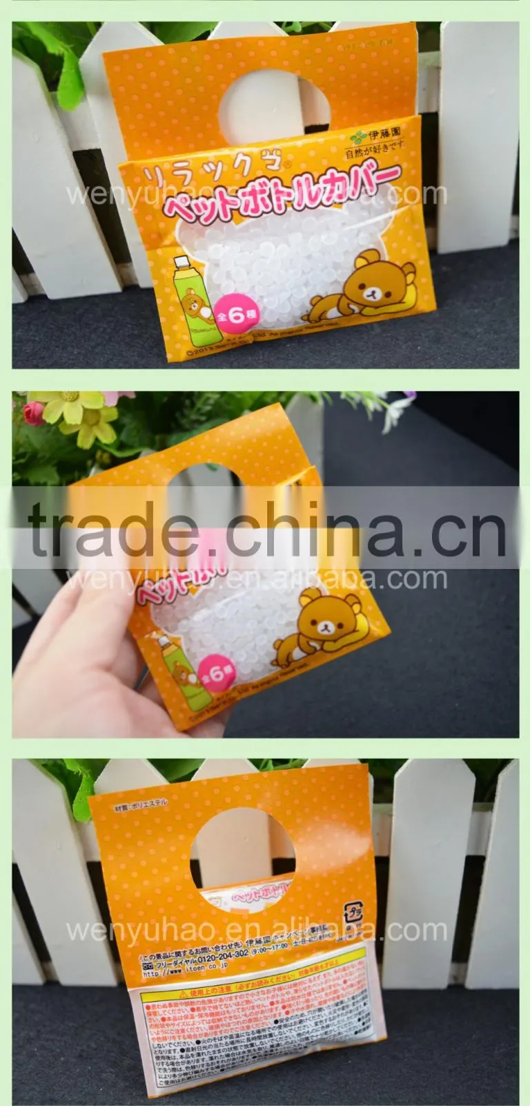 orange color custom printing self adhesive bag , cute high quality header bag with clear