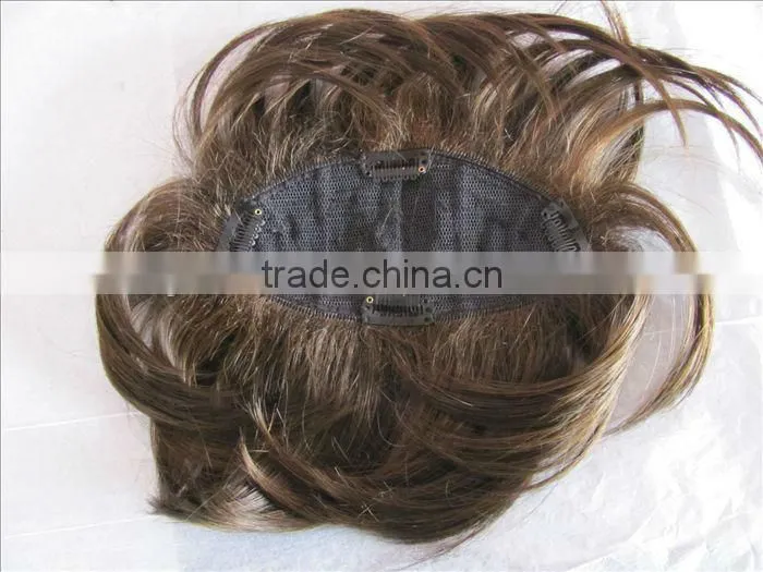 Heat resistant synthetic hair toupee