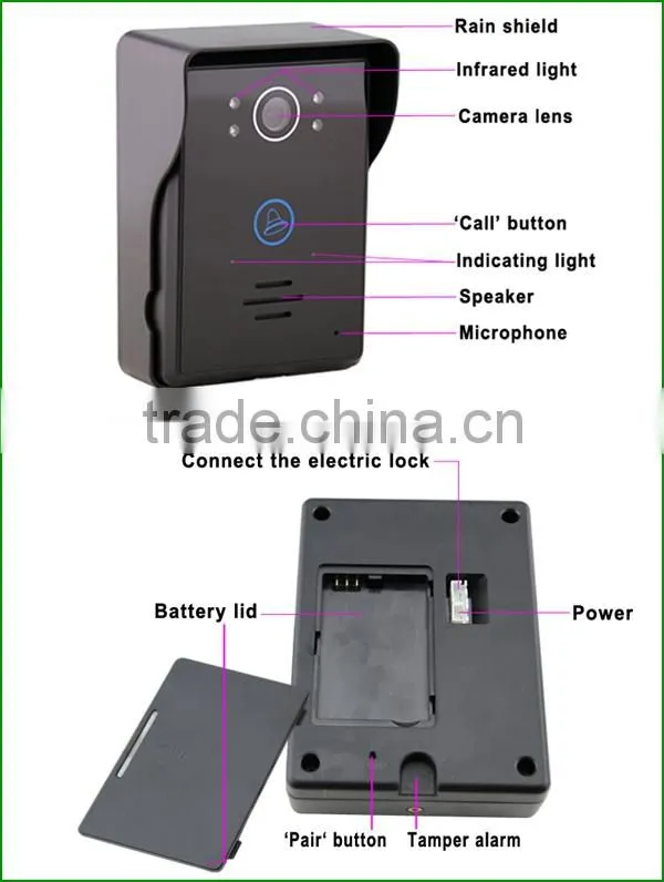 High-strength tempering glass wireless door phone intercom electronic door lock
